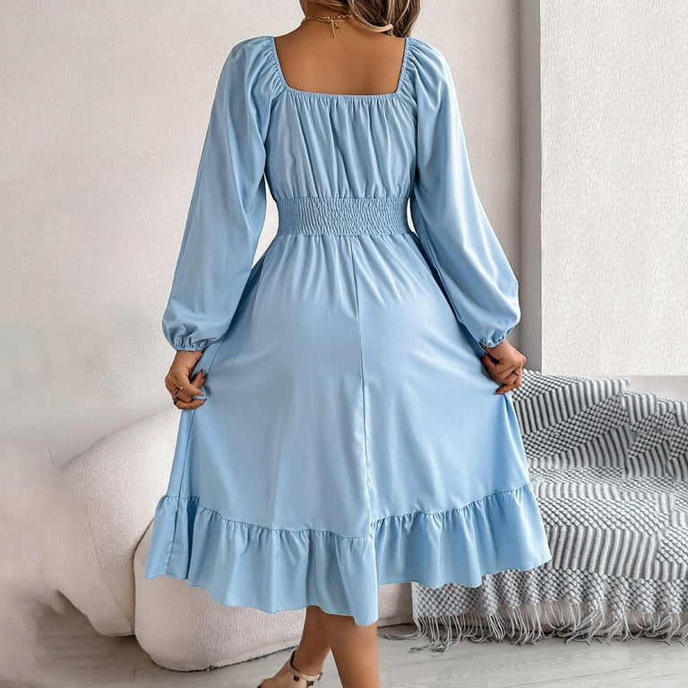 long aleeve dress Long Sleeve Crewneck T-Shirt Dress XS / Smokey Teal