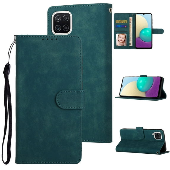 for Samsung Galaxy A42 5G Case Wallet, PU Leather+TPU Bumper Stand Function with Card Holder Luxury PU Leather Wristband Lanyard for Women and Men for Galaxy A42 5G Flip Folio Credit Cover,Blue