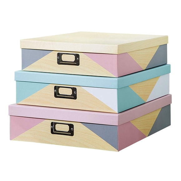 Cajas de almacenamiento decorativas de cartón SLPR, juego de 3 con tapas
