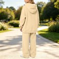 thumbnail image 5 of Kids Solid Fleece Hoodie 2 Piece Outfit Long Sleeve Hooded Top & Wide Leg Pants Set Warm Casual Tracksuit for 5-14 Years Old Boys Girls Outdoor Daily Wear Yellow, 5 of 6