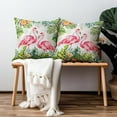 thumbnail image 4 of Flamingos Throw Pillow Cover Set of 2 Tropical Leaves Pillow Cases 16 X 16 Inch Bird Flowers Cushion Covers Soft Cotton Linen Home Decorative Pillowcases Cushion Case for Indoor Outdoor Bedroom, 4 of 6