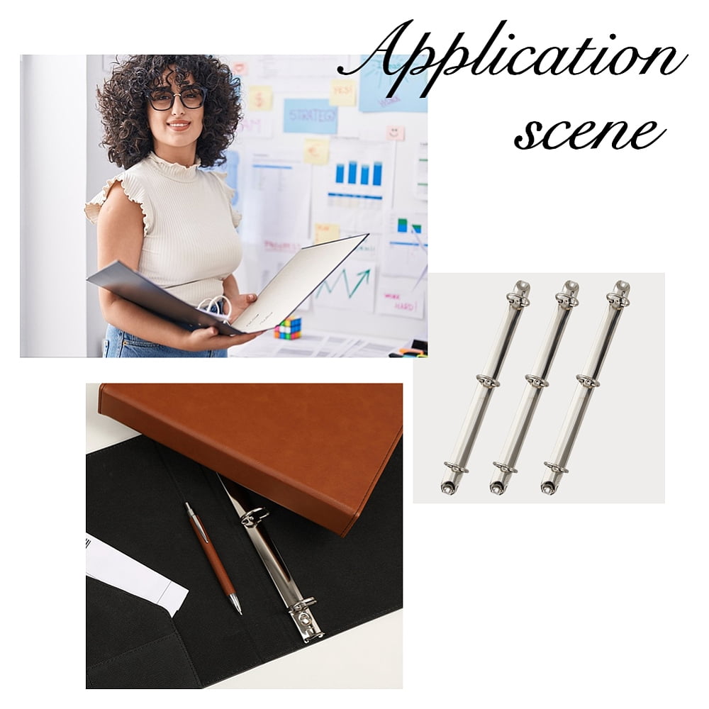10 pc A4 Iron Binding Combs 3-Ring Loose Leaf Book Binder Hinged Clamp Comb Binding Spines Platinum 280x30.5x30mm Hole: 4mm