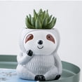 thumbnail image 2 of Sloth Hanging Planter  Succulent Plant Pot Indoor Outdoor Ceramic Animal Planters Pots Flowerpot Container 2, Standing Grey, 2 of 7
