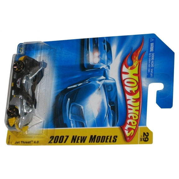Hot Wheels 2007 New Models Jet Threat 4.0 Silver & Yellow Toy Car 029/36