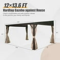 thumbnail image 2 of TOTAL Outdoor 12x14FT Lean-to Hardtop Gazebo with Aluminum Frame, Netting for Deck & Backyard, Brown, 2 of 7