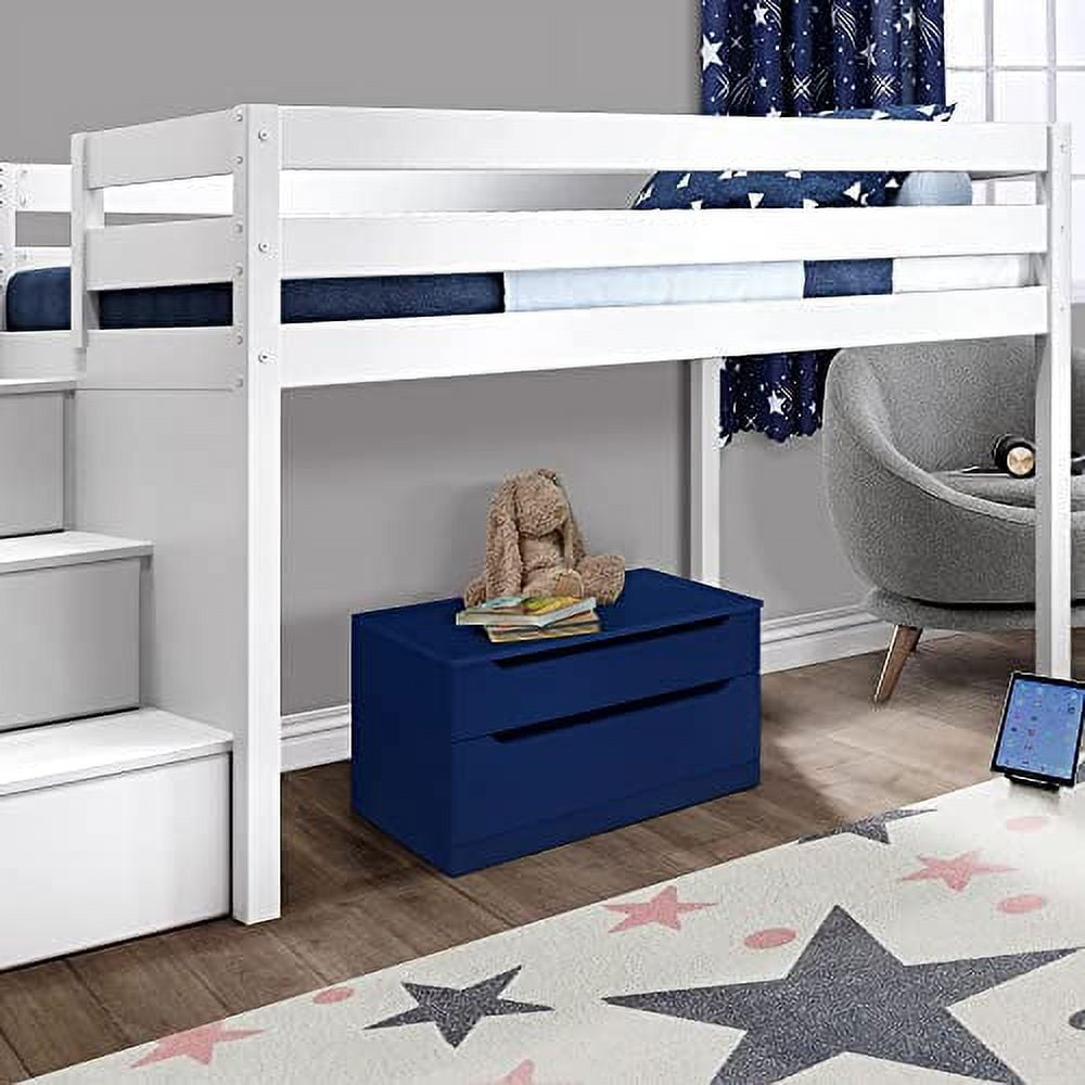 Kings Brand Furniture - Chelsea Storage Bench Toy Box Storage Chest with Drawer for Playroom, Living Room, Bedroom, Blue