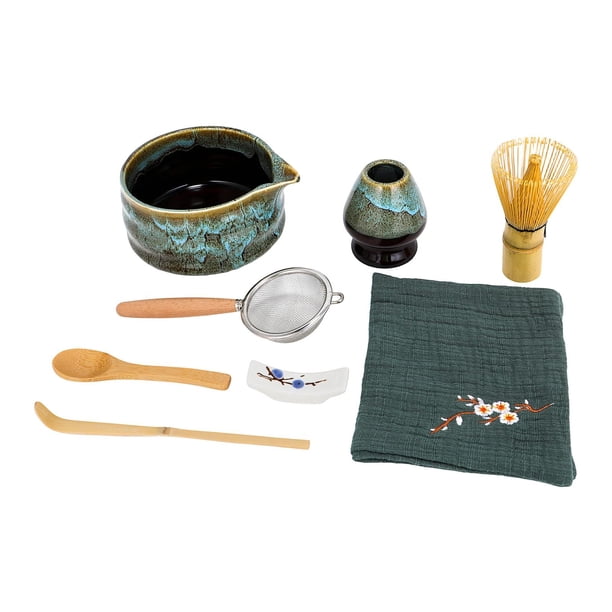 Juego de batidor de matcha, juego para del té japonés, accesorios para salón de té, cuenco con , kit de matcha de cerámica para 8 piezas
