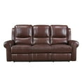 thumbnail image 2 of Benjara Michael 82 Inch Power Dual Recliner Sofa, USB, Brown Top Grain Leather, 2 of 6