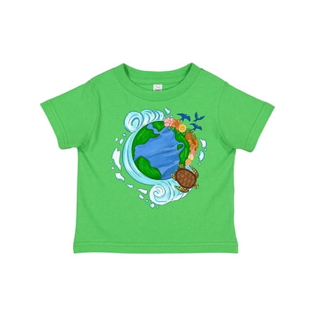 

Inktastic Earth Day Turtle Planet with Waves and Birds Gift Toddler Boy or Toddler Girl T-Shirt