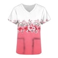 thumbnail image 3 of cocolona Scrubs for Women, V Neck Short Sleeve Scrubs Tops Fashion Casual Floral Print Workwear T-shirts Work Uniform with Pockets, 3 of 5