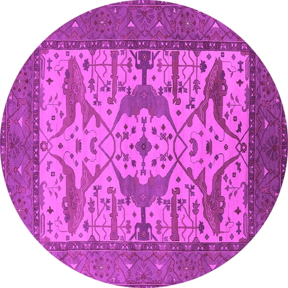Ahgly Company Indoor Round Oriental Pink Industrial Area Rugs, 3' Round
