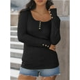 thumbnail image 4 of Womens Long Sleeve Shirts Casual Fall Fashion Clothes Tops Basic Ribbed Knit T Shirts, 4 of 6