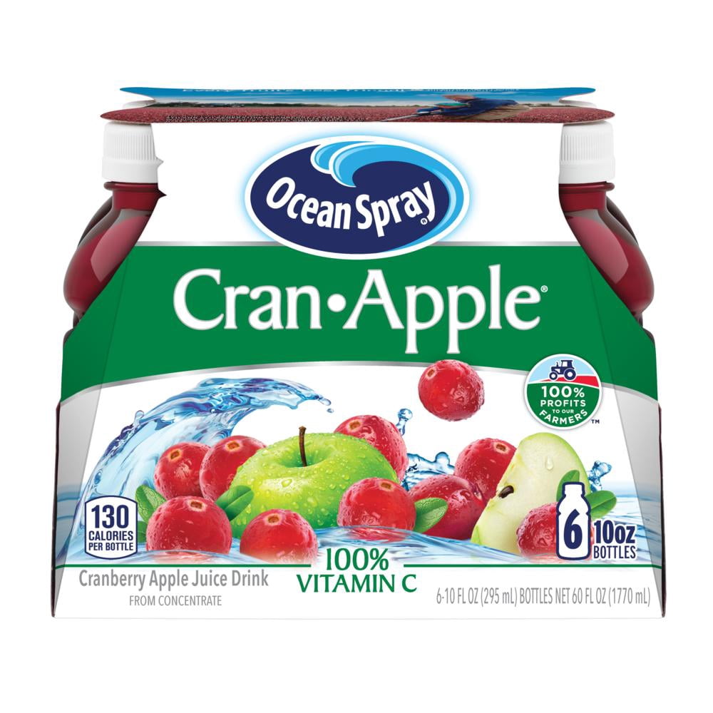 (2 Pack) Ocean Spray Juice, Cran-apple, 10 Fl Oz, 6 Count - Walmart.com 