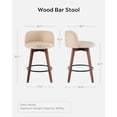 thumbnail image 2 of EYYTHUNG 26" Counter Height Bar Stools Set of 3 Mid Century Modern Farmhouse Swivel Barstools Chenille Fabric Upholstered Bar Height Island Chairs with Curved Backrest, Brown/Beige, 2 of 9