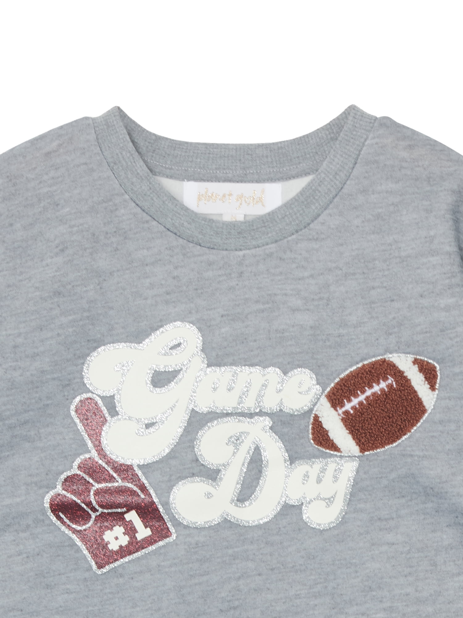 Planet Gold Girls Game Day Graphic Sweatshirt with Hair Clip, Sizes 4-18