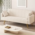 thumbnail image 2 of Leumius 71.7" Teddy Fleece Sleeper Sofa,3 Adjustable Backrest,2 Pillows, Convertible Futon Sofa Bed Folding Couch for Small Space,Living Room,Light Beige, 2 of 5