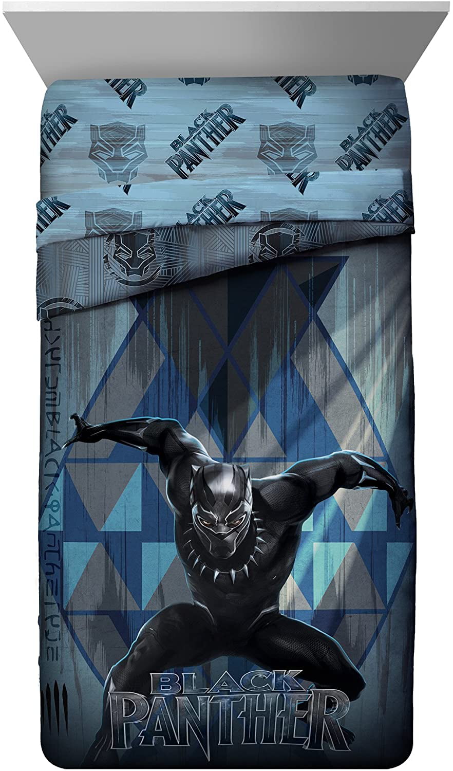 Marvel Black Panther Blue Tribe Super Soft Kids Twin Comforter 