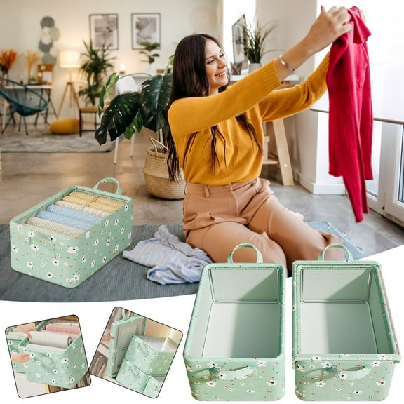 SSZMDLB under $5 Storage Organizer Box, Folding Wardrobe Storage Container, Sweater Pants Organizing Drawer, Bedroom Closet Box for Home Office Dormitory Moving Packing, Stackable Fabric Bin