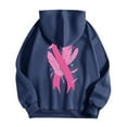 thumbnail image 5 of Cnbwig Oversized Sweatshirt for Women Cancer Day Ribbon Feather Print Zipper Long Sleeve Drawstring Sports Loose with Pocket Trend Hoodies for Fall A-Blue XXL, 5 of 5