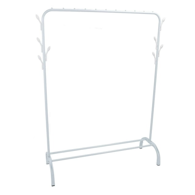 Floor Clothing Rack Stable Structure High Load Capacity Freestanding Garment Rack for Dry Clothes Bedroom, Balcony, Carbon Steel