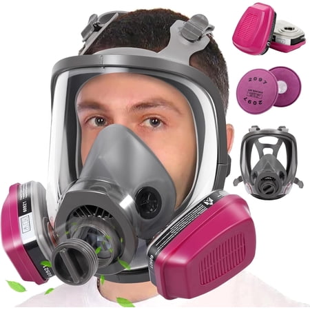 Full Face Respirator Gas Mask: 6800 Reusable Respirator Mask with 60921 & 2097 Filters - Dust Mask Anti Fog Against Organic Vapor Fumes Gases for Spray Paint Chemicals Epoxy Resin Welding Sanding