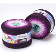 Yarn Art Flowers Yarn 55% Cotton 45% Acrylic 250gr 1094yds Multicolor Cotton Yarn Rainbow Crochet Yarn Spring Summer 2 Sport Yarn (301)