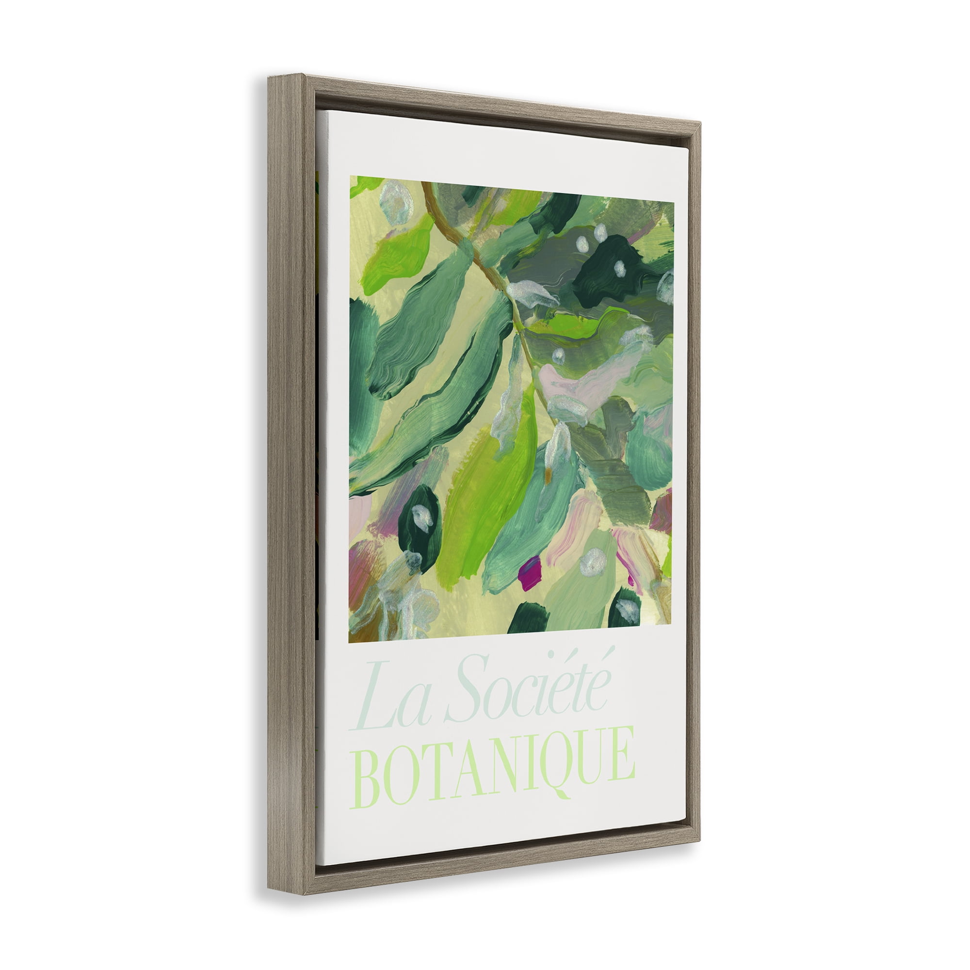 Stupell Industries Abstract French Botanicals Plants & Flowers Painting Brown Floater Framed Canvas Art Print Wall Art, 21 x 31