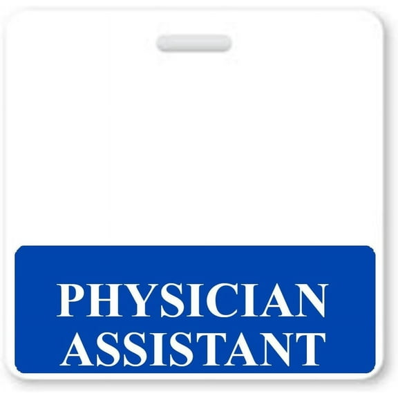 Physician Assistant Badge Buddy Horizontal - Heavy Duty Badge Buddies for PA's - Spill & Tear Proof Cards - 2 Sided USA Printed Quick Role Identifier ID Tag Backer by Specialist ID (Blue)