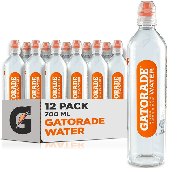 Gatorade Purified Water Bottle with Electrolyte, Sports Cap, 700 Ml Bottle, 12 Count Bottle
