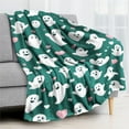 thumbnail image 4 of Ghost Blanket, Halloween Throw, Spooky Glow In The Dark Fleece Blanket, Soft Double-Layer Warm Cozy Throw for Movie Nights and Seasonal Decor, 4 of 7
