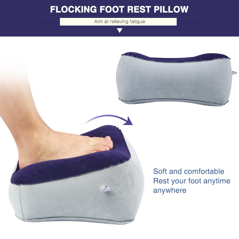 Tebru Tebru Inflatable Flocking Travel Foot Rest Soft Pillow Travel