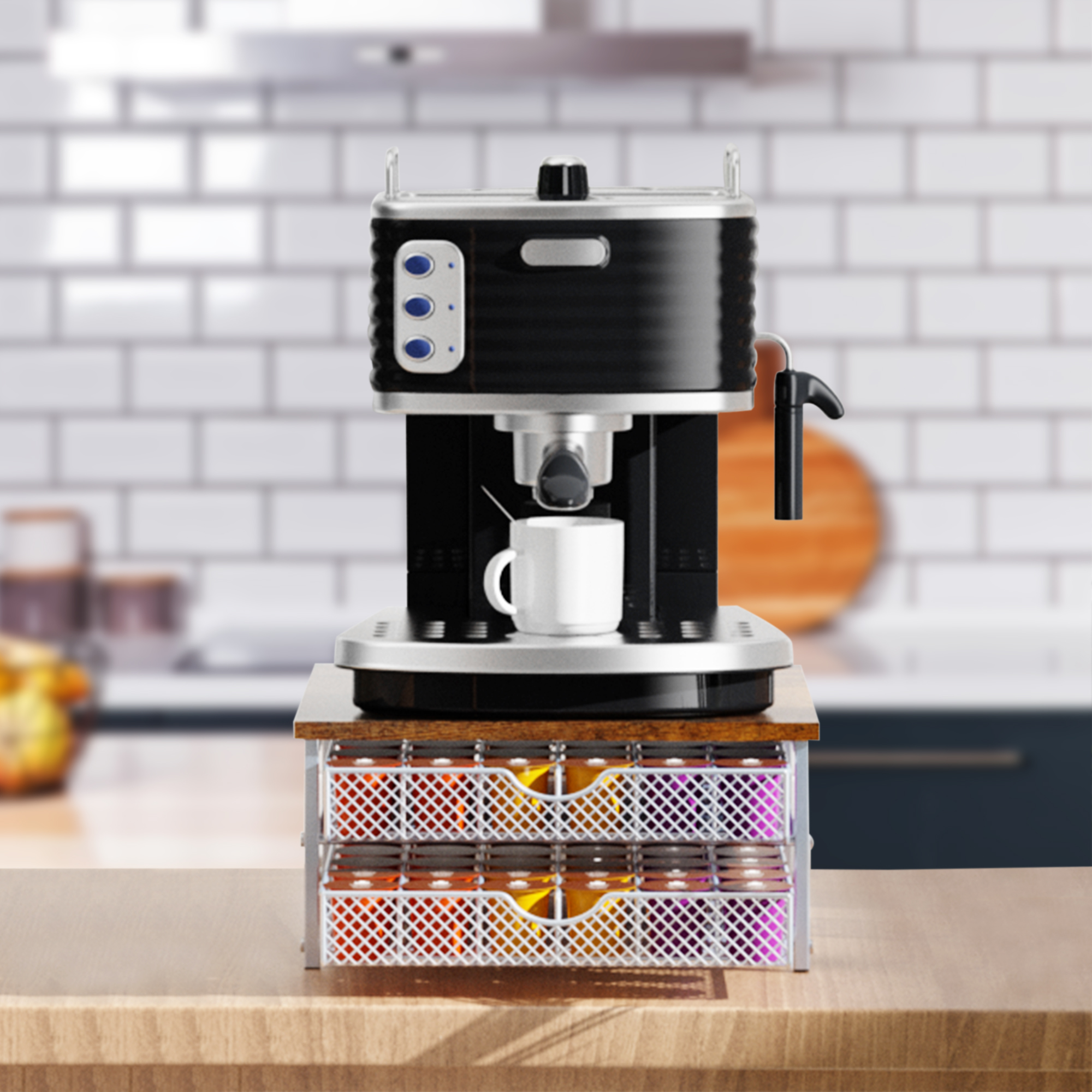 Double-Layer Coffee Capsule Holder - silver (Without Cup Rack)