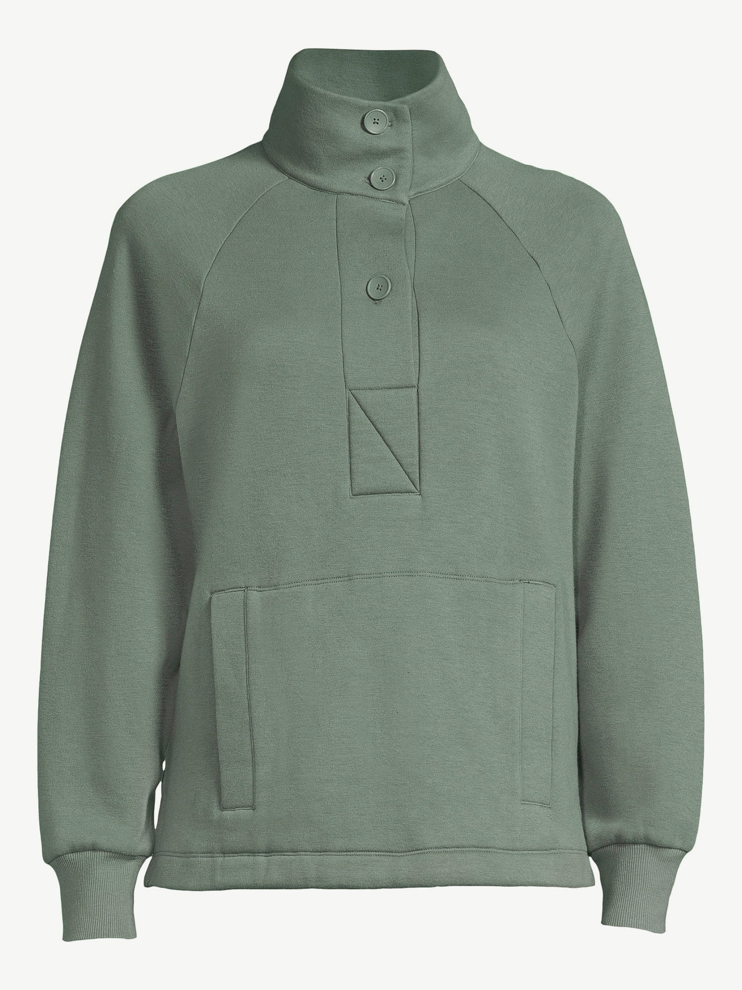 Free Assembly Women's Fleece Popover Sweatshirt with Raglan Sleeves, Size XS-XXXL