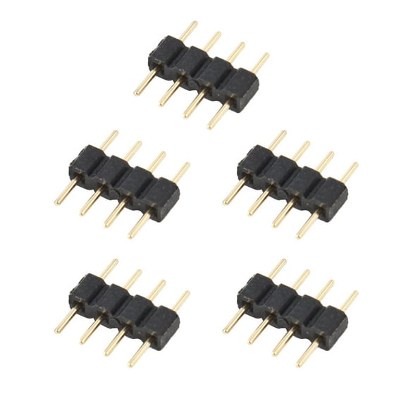 Unique Bargains 5 Pcs Black Male to Male M/M  Strip 4P RGB Connector Adapter