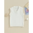 thumbnail image 2 of Bagilaanoe Toddler Baby Boy Girl Sweater Vest 6M 12M 18M 24M 3T 4T 5T Kids Lightweight Sleeveless V Neck Solid Color Pullover Knitted Tank Tops, 2 of 9