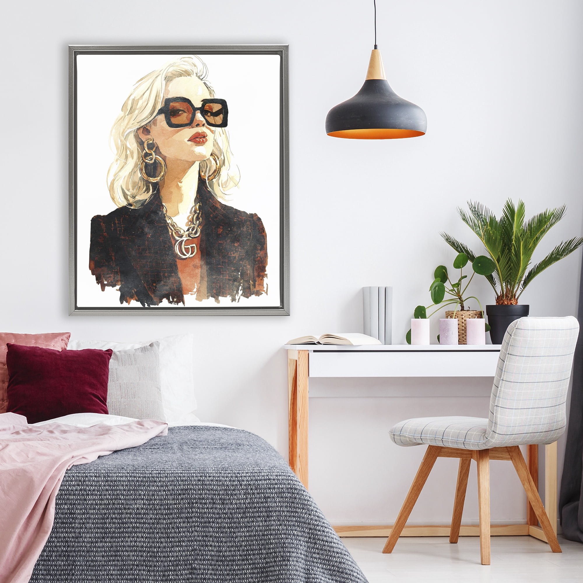 Stupell Industries Luxurious Gilded Gaze Gray Framed Floater Canvas Wall Art, design by Svetlana Aleynikova