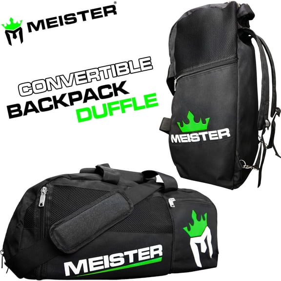 MEISTER CONVERTIBLE BACKPACK / GYM BAG - Black Sports MMA Duffle CARRY-ALL LARGE