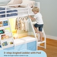 thumbnail image 4 of Twin Size Low Loft Bed with 7 Drawers & Bookshelf Reading Nook & Upholster Cushioned Seats LED Under-bed Play House Metal Platform Bed Small Space Furniture Blue, 4 of 14