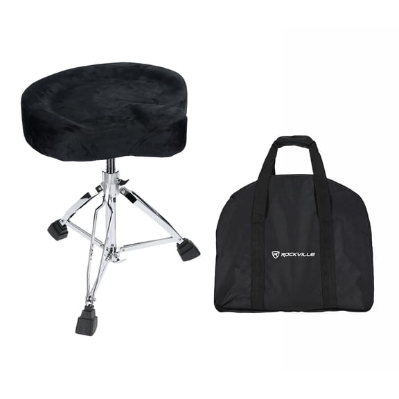 Rockville RDS50 Double Braced Drum Throne Stool 4" Padding, Adjustable and Lockable