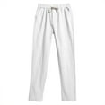 thumbnail image 2 of IDALL Linen Pants Women Harem Pants Women Pocket Elastic Breathable Trousers Loose Cotton Waist Pant Womens Pants Lounge Pants Women Baggy Pants White 2XL, 2 of 4