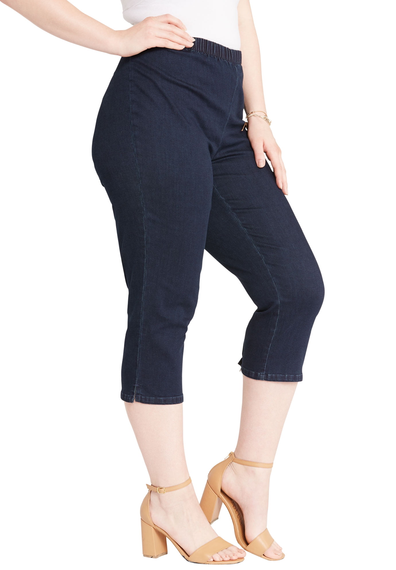 pull on stretch denim capris