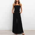 thumbnail image 3 of Maean Women's Off Shoulder Jumpsuit Summer Trendy Sleeveless Wide Leg Loose Rompers Long Pants with Pockets, 3 of 6