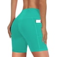 thumbnail image 4 of Pantalones cortos de baño Buauty para mujer, cintura alta, con bolsillos, UPF50+, pantalones cortos de playa de secado rápido, verde menta, 2XL, 4 of 7