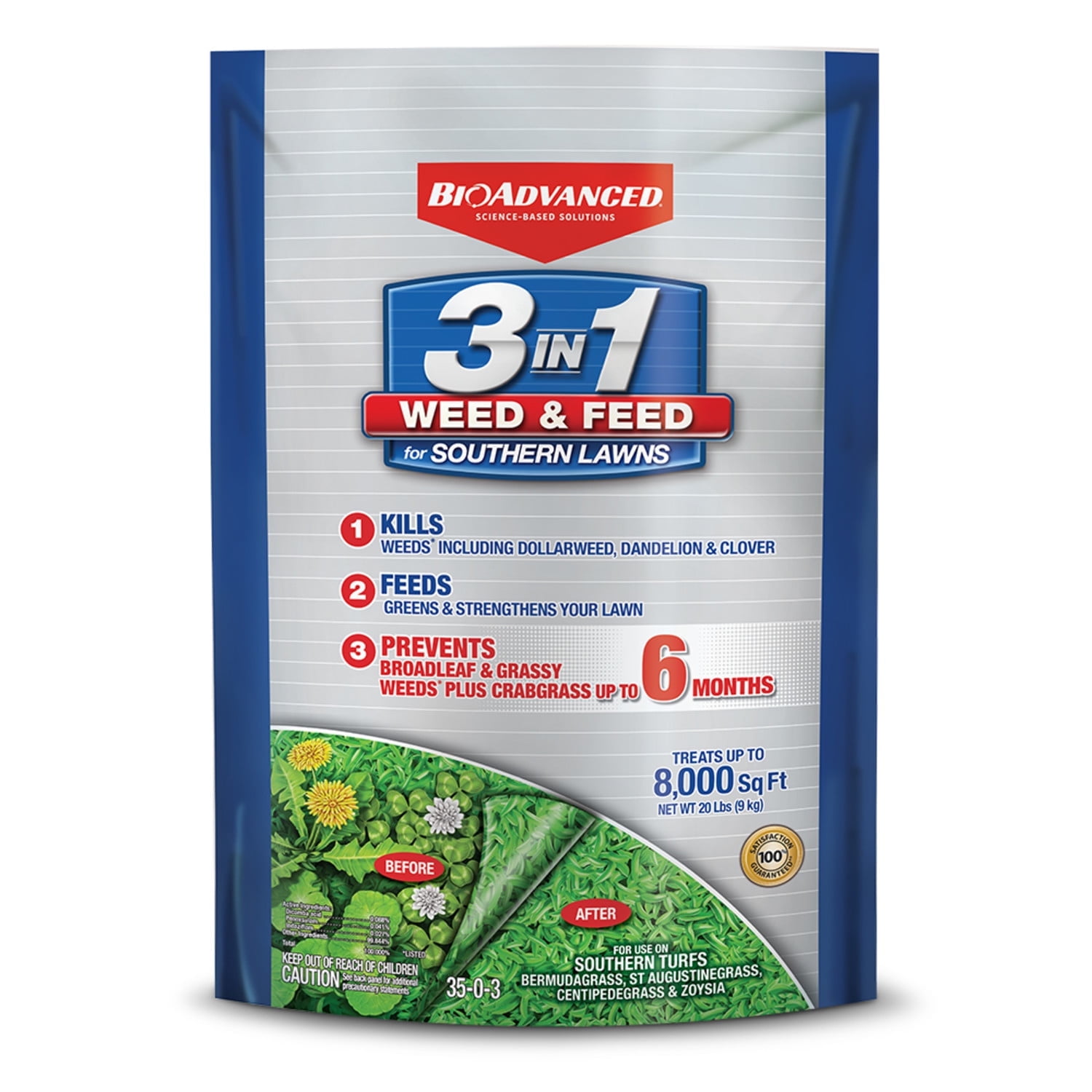 BioAdvanced 3 in 1 Weed Feed for Southern Lawns Granules Herbicide 25 lb. Walmart