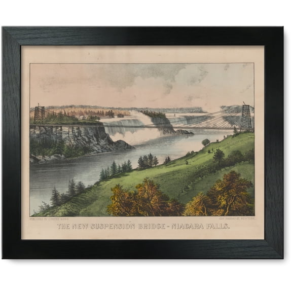 Framed Print: The New Suspension Bridge--Niagara Falls, circa 1856