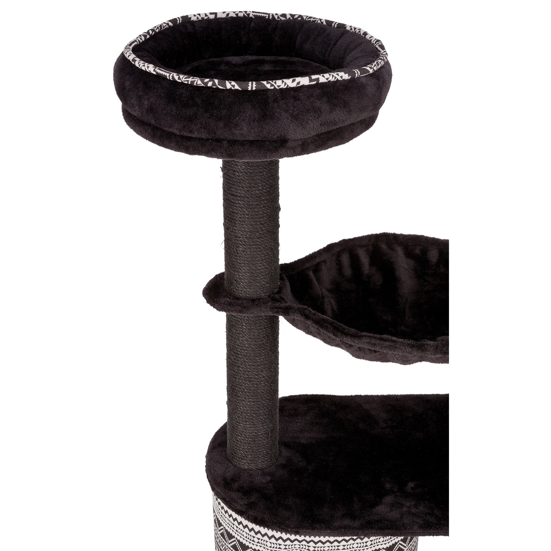TRIXIE Giada Plush & Sisal 4-Level 44" Cat Tree with Scratching Posts, Condo & Hammock, Black