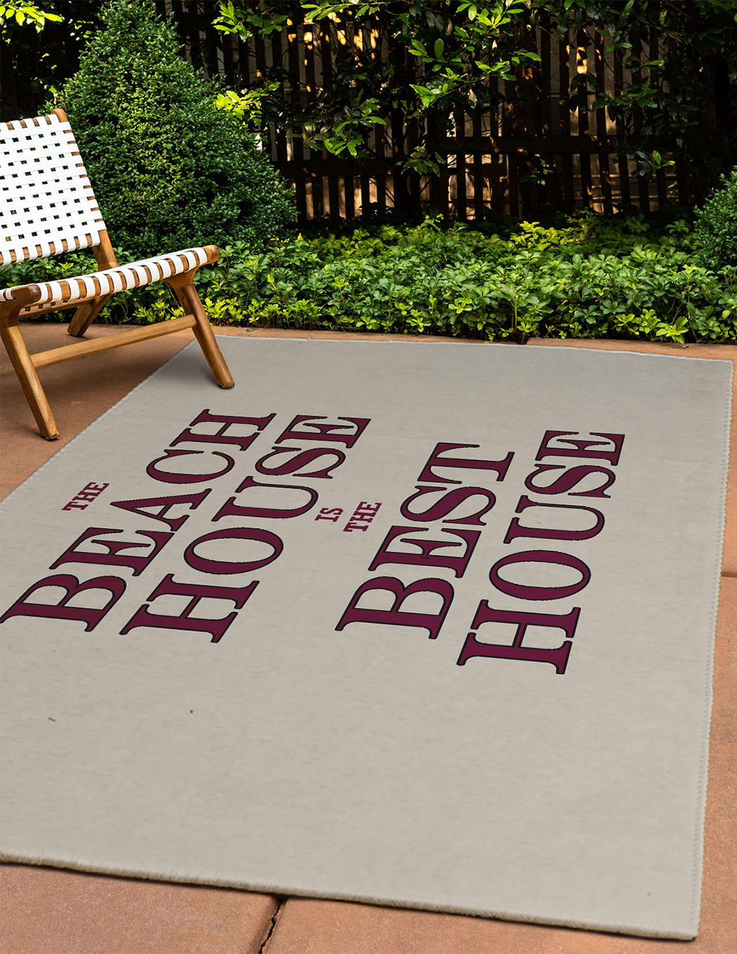 4' x 6' Simply Daisy Beach House Best House Beach Style Chenille Area Rug, Maroon Red
