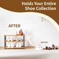 thumbnail image 3 of HOMLUX 3-Tier 23.6"W Wood & PVC Tubes Shoe Rack, Shoe Shelf Holds up to 9 Pairs for Enterway, 3 of 6