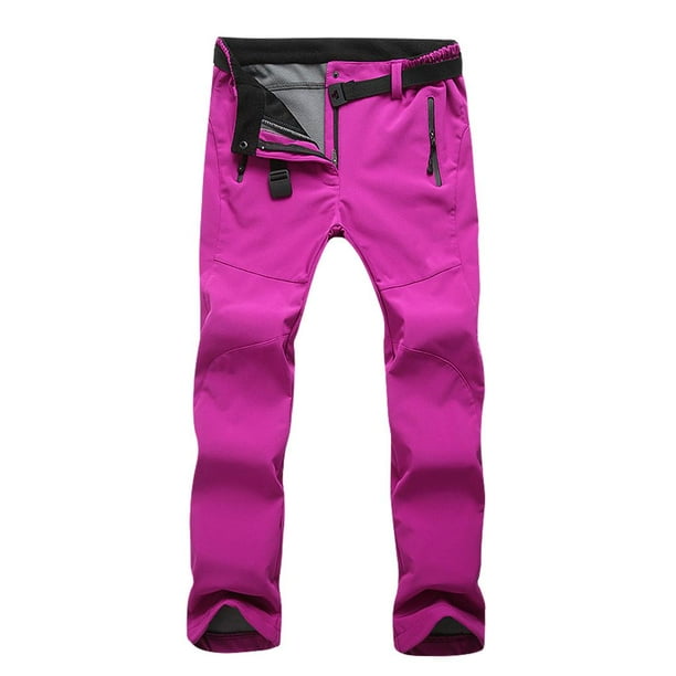 Pantalones de esquí para mujer, softshell, gruesos, con aislamiento, para viajes, pesca y senderismo. Rosa roja
