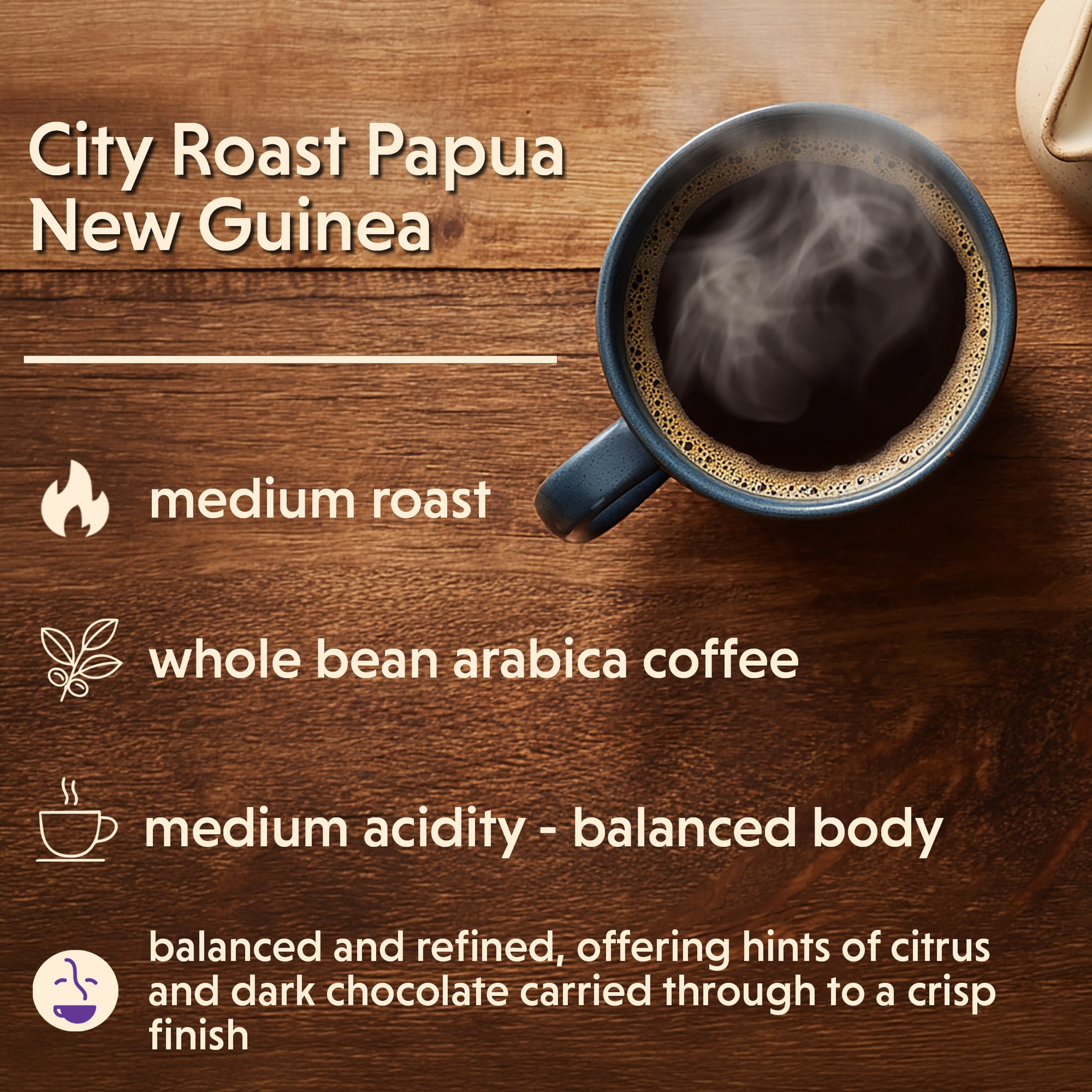 Coffee Bean Direct City Roast Papua New Guinea, Whole Bean Coffee, Arabica, Medium Roast, 5 lb Bag